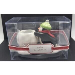 Hallmark Penguin Tealight Holder Christmas Decor NEW in Box 6x3.5x3" YK